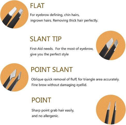 LUDOUPIER [4+1 Pieces] Tweezers Set with Travel Case, Great Precision Upgrade Professional Anti-rust Alloy Tweezers for Women & Men, Multi-purpose as Eyebrows Facial Hair Ingrown Hair Removal in Saudi Arabia