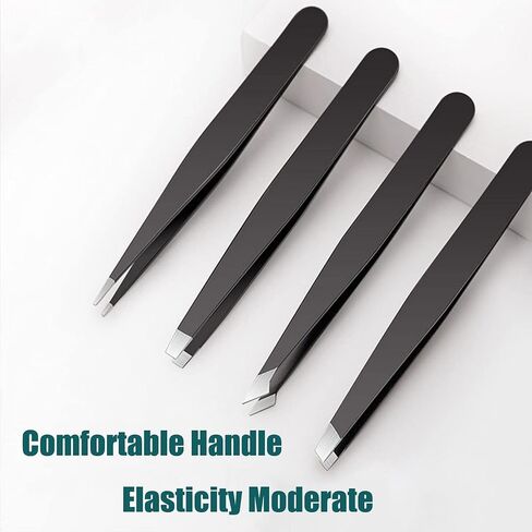 LUDOUPIER [4+1 Pieces] Tweezers Set with Travel Case, Great Precision Upgrade Professional Anti-rust Alloy Tweezers for Women & Men, Multi-purpose as Eyebrows Facial Hair Ingrown Hair Removal in Saudi Arabia