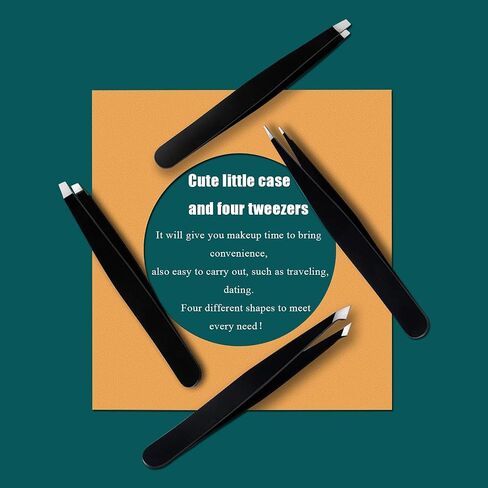LUDOUPIER [4+1 Pieces] Tweezers Set with Travel Case, Great Precision Upgrade Professional Anti-rust Alloy Tweezers for Women & Men, Multi-purpose as Eyebrows Facial Hair Ingrown Hair Removal in Saudi Arabia