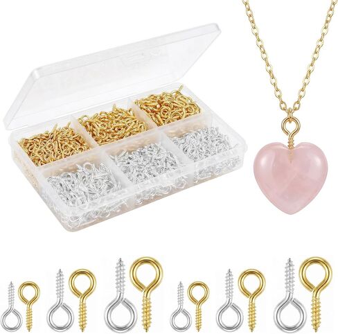 800PCS Screw Eye Pins, Gold Silver Mini Eye Hooks for Jewelry Making in Kuwait