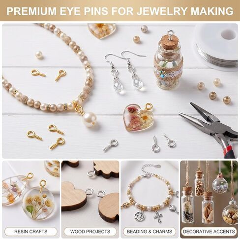 800PCS Screw Eye Pins, Gold Silver Mini Eye Hooks for Jewelry Making in Kuwait