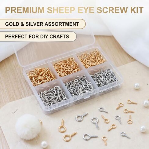 800PCS Screw Eye Pins, Gold Silver Mini Eye Hooks for Jewelry Making in Kuwait