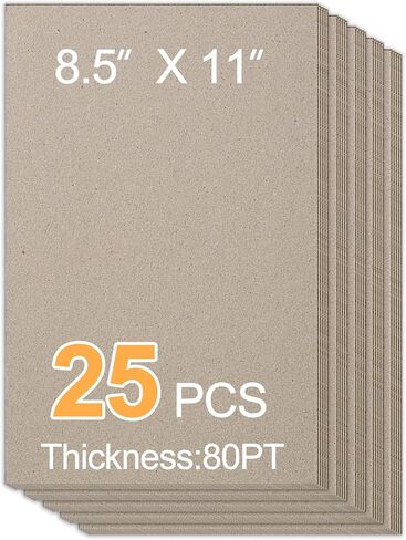 Chipboard 8.5 x 11 Inch 80pt (25 Sheets) Book Board for Book Binding, Cardboard Backing Binder Board for Crafts, Gray in Kuwait