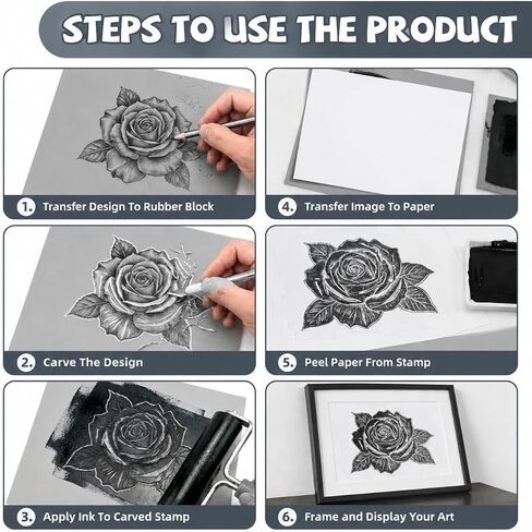 Oopsu 4 Pcs Linoleum Blocks for Printmaking, 8 x 10 Inch Rubber Carving in Kuwait