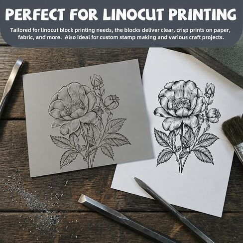 Oopsu 4 Pcs Linoleum Blocks for Printmaking, 8 x 10 Inch Rubber Carving in Kuwait