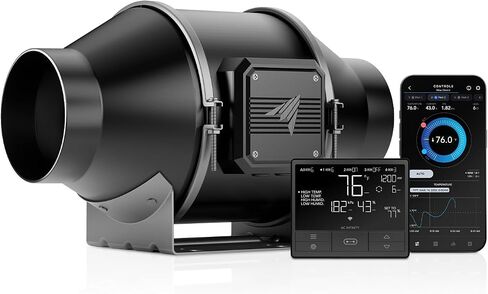 AC Infinity CLOUDLINE T4, Quiet 4" Inline Duct Fan with Temperature Humidity Controller, Bluetooth App - Ventilation Exhaust Fan for Heating Cooling Booster, Grow Tents, Hydroponics in Kuwait