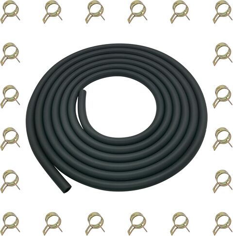 YAMAKATO 10 Feet 1/4 Inch ID Fuel Line Hose for Kawasaki Kohler Briggs & Stratton Small Gas Diesel Powersports Engines and Generators w/ 20 Clamp Rubber Black in Kuwait
