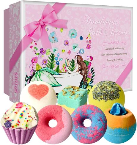 STNTUS INNOVATIONS Bath Bombs, 7 Natural Bath Bomb Gift Set, Handmade Bubble Bathbombs for Women Kids, Gifts for Mom Her Girlfriend, Mothers Day Gifts, Birthday Valentines Christmas Gifts for Women in Kuwait