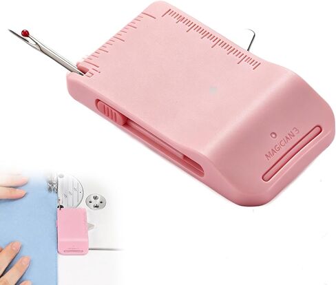 Pink Magnetic Sewing Machine Sleeve Tool – 4-in-1 Edge Guide with Built-in Seam Ripper & Ruler Scale for Cuffs Plackets Topstitching, ABS Seam Guide for Beginners in Saudi Arabia