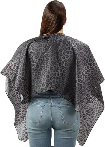 Plum Hill Waterproof Salon Hair Cut Cape - Black Leopard Hair Cutting Cape with Adjustable Neck for Women - Shampoo Cape for Stylists, Cosmetology, Barbers in Saudi Arabia