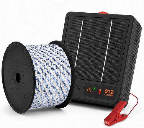 Gallagher S12 Solar Electric Fence Charger | Powers Up to 4 Miles / 18 Acres of Fence | Solar Lithium Technology, 0.12 Stored Joule Energizer | Built-in Earthing | Portable and Super Tough in Kuwait