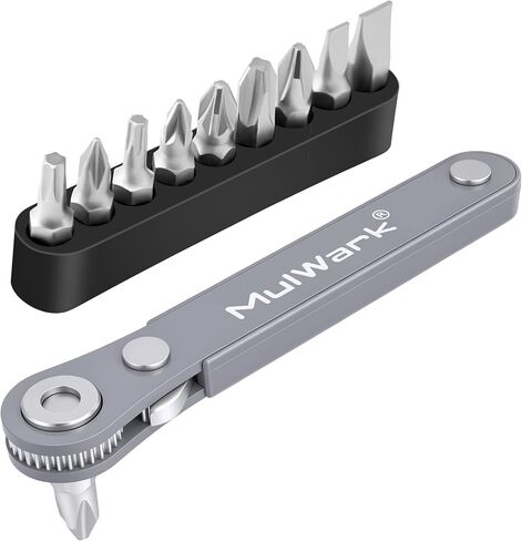 مجموعة مفكات براغي صغيرة ذات شكل منخفض للغاية من MulWark 20 قطعة 1/4 مع عزم دوران عالٍ - أداة EDC بزاوية يمين مع مقبض محرك صغير قابل للعكس بزاوية 90 درجة ومجموعة لقم سداسية متعددة in Kuwait