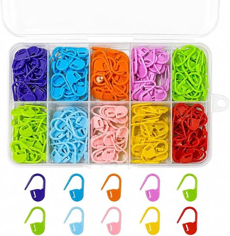 200Pcs Crochet Stitch Marker Knitting Crochet Locking Stitch Multi-Color Markers Stitch Markers Clips for Handwork Knitting Craft in Kuwait