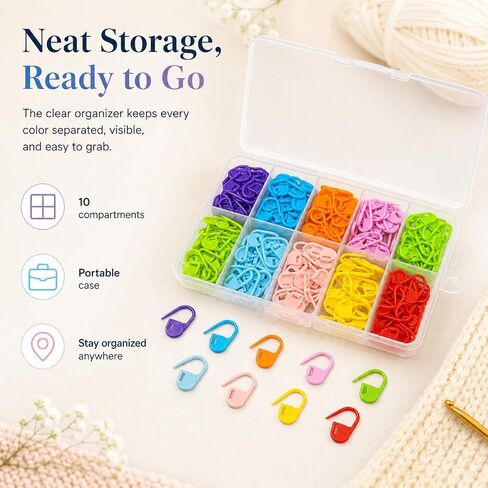 200Pcs Crochet Stitch Marker Knitting Crochet Locking Stitch Multi-Color Markers Stitch Markers Clips for Handwork Knitting Craft in Kuwait