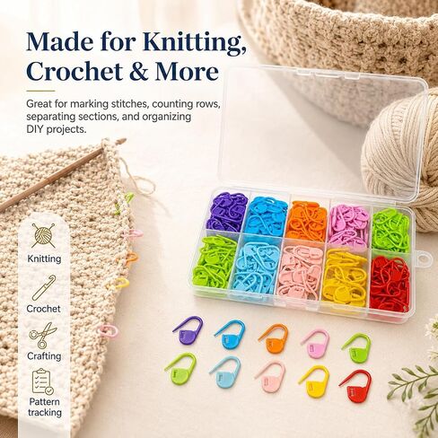200Pcs Crochet Stitch Marker Knitting Crochet Locking Stitch Multi-Color Markers Stitch Markers Clips for Handwork Knitting Craft in Kuwait