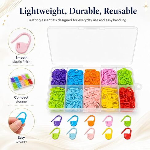 200Pcs Crochet Stitch Marker Knitting Crochet Locking Stitch Multi-Color Markers Stitch Markers Clips for Handwork Knitting Craft in Kuwait