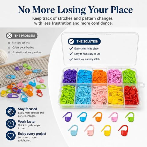 200Pcs Crochet Stitch Marker Knitting Crochet Locking Stitch Multi-Color Markers Stitch Markers Clips for Handwork Knitting Craft in Kuwait