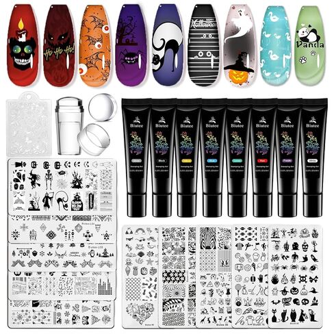 Biutee Nail Stamping Plates set 8 pcs Nail stamping polish gel 10pcs Templates with stamper Nail Art Plates set animal flower design in Saudi Arabia