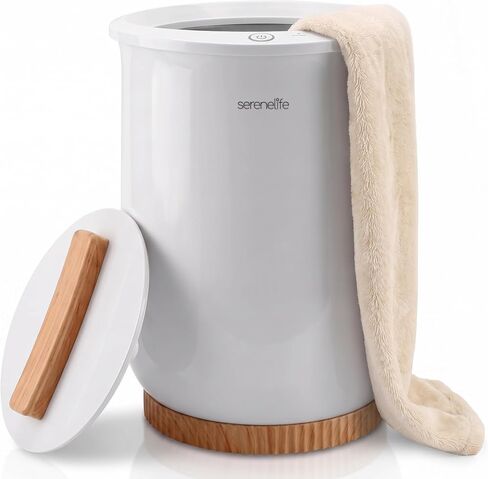 SereneLife Bucket Towel Warmers, White Large Towel Warmer for Spa and Bathroom, Luxury Towel Heater Gifts for Him & Her, Auto Shut-Off, Fits 2 large Bath Towels, Blankets, Bathrobes, PJ's in Kuwait
