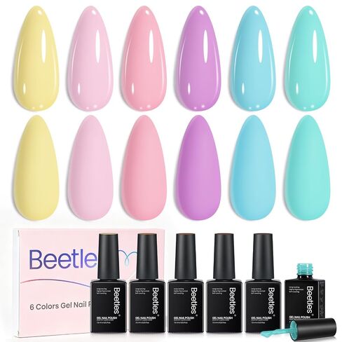 beetles Gel Polish Nail Set 6 Colors Romantic Garden Collection Pink Purple Glitter Milky White Soak Off Led Lamp Cured Diy Manicure Kit in Saudi Arabia