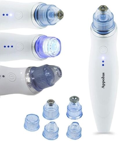 آلة تقشير الجلد - جهاز Appolus Premium Diamond Microdermabrasion للحصول على بشرة متوهجة خالية من العيوب - طرفان ماسيان - 5 رؤوس - مزيل عيوب الرؤوس السوداء - خطوط المسام والتجاعيد المترهل in Kuwait