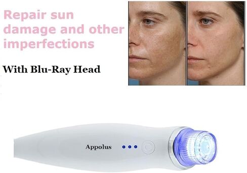 آلة تقشير الجلد - جهاز Appolus Premium Diamond Microdermabrasion للحصول على بشرة متوهجة خالية من العيوب - طرفان ماسيان - 5 رؤوس - مزيل عيوب الرؤوس السوداء - خطوط المسام والتجاعيد المترهل in Kuwait