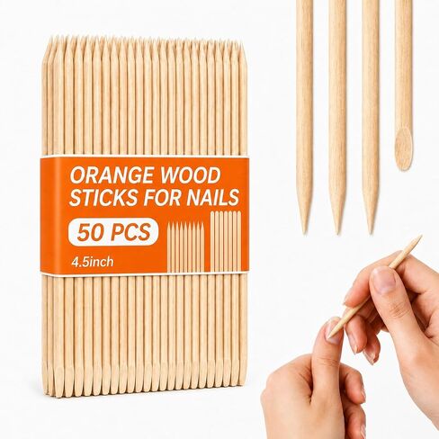 Nail Art Orange Wood Sticks,AMOSTBY 50PCS Multi Functional Cuticle Pusher Remover Manicure Pedicure Tool,4.5 inch in Kuwait