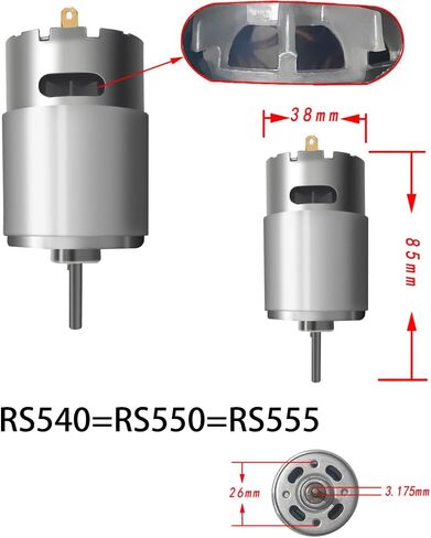 JRRXM Pair of 12V 18V 20V 24V Fast Drive Motor High Speed Engine for Kid's Power Wheels Ride on Toys Electric Car Motor Upgrade Replacement Parts Accessory 2PCS (24VRS555 40000RPM) in Saudi Arabia
