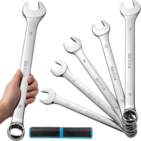 مجموعة مفاتيح ربط طويلة من DURATECH، SAE، 5 قطع، 1 بوصة إلى 1-1/4 بوصة، 12 نقطة، فولاذ CR-V، مع حقيبة دوارة in Kuwait