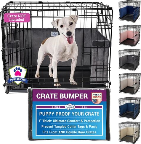 Pet Dreams Dog Crate Bumper - Patented Comfy Liner & Dog Tail Protector for Inside Crate, Fits iCrate Cages 18, 24, 30, 36, 42, 48 Inches (Khaki, Small, 24") in Kuwait
