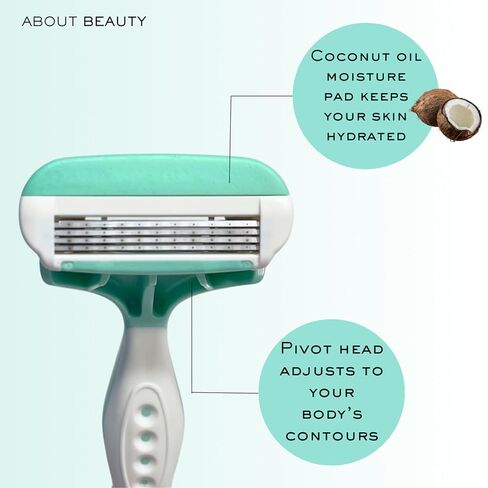 About Body Spa Shave 4-Blade Disposable Razors, Premium Disposable Shavers With Coconut Oil Moisture Pad, 4 Count in Saudi Arabia