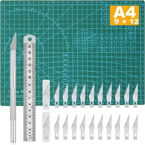 Self Healing Sewing Mat, Exacto Knife Precision Carving Craft Hobby Knife Kit for DIY Art Work Cutting, Hobby, Stencil, Scrapbooking-A4(9"x12") in Kuwait