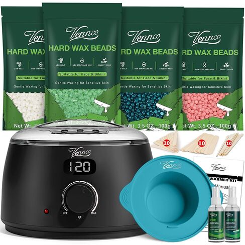 Vennco Waxing Kit, Wax Warmer Kit for Coarse Hair Removal, Hard Wax Kit with 14oz Hard Wax Beads for Bikini Brazilian Legs Armpit Face Full Body Waxing Kit for Women Man in Saudi Arabia