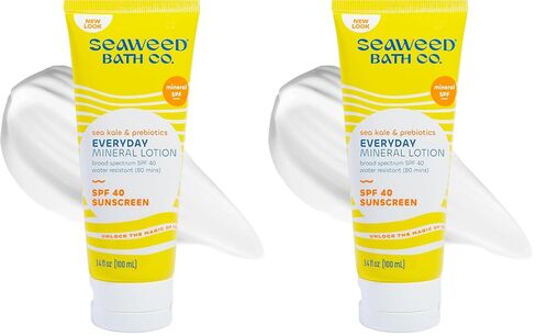 Seaweed Bath Co. Everyday Mineral SPF 40 Broad Spectrum Sunscreen Lotion, 3.4 Ounce, Sustainably Harvested Seaweed, Sea Kale, Prebiotics in Kuwait