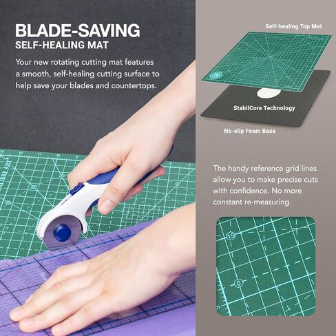 Calibre Art Rotating Self Healing Cutting Mat 14x14 (13" Grid), Quilting in Saudi Arabia