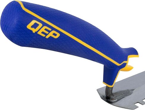 QEP 1/4 in. x 1/4 in. x 1/4 in. Comfort Grip Square-Notch Margin Flooring Trowel with Bucket Hook, Silver (42114) in Saudi Arabia