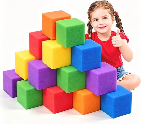 12 Pack colorful 5 x 5 x 5 Inch Foam Pit Blocks，Soft Foam Cubes Block Set in Kuwait
