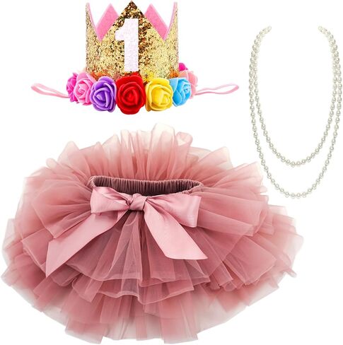 BGFKS Baby Girls Soft Tutu Skirt with Diaper Cover,1st Birthday Party Tutu Skirt Sets in Kuwait