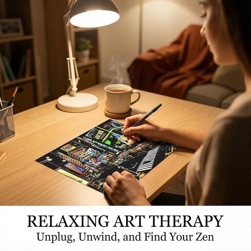 Scratch Art Painting Kit for Adults and Teens, 8 Sheets City Scenery Night View Scratchboards with 5 Engraving Tools, Rainbow Art Paper Set for DIY Crafts, Stress Relief Activity in Saudi Arabia