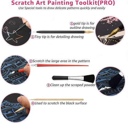 Scratch Art Painting Kit for Adults and Teens, 8 Sheets City Scenery Night View Scratchboards with 5 Engraving Tools, Rainbow Art Paper Set for DIY Crafts, Stress Relief Activity in Saudi Arabia