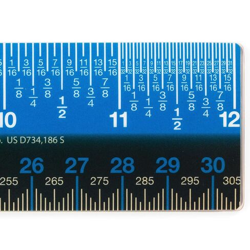 Victor EZ12PBL Plastic Dual Color 12 Inch Easy Read Ruler with Inches, Centimeters and Millimeters Measurements, Blue/Black in Kuwait