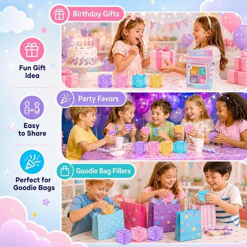 4-Pack Glitter Stress Cube Squishy Toys, Soft Squeeze Stress & Fidget Toys in Saudi Arabia