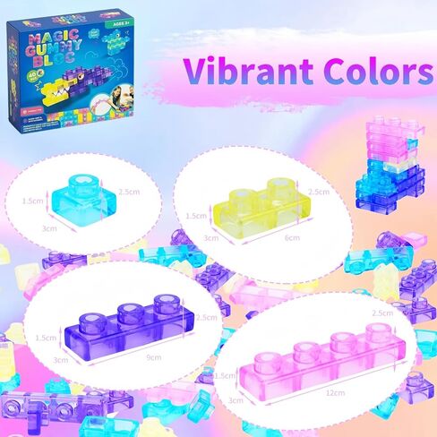 Magic Gummy Block Soft Building Blocks, 40 Pcs Squishy Stretchable TPE Sensory Bricks, BPA‑Free Interlocking Construction Toy for Kids Ages 3+ in Kuwait
