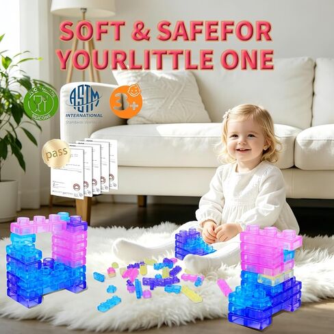 Magic Gummy Block Soft Building Blocks, 40 Pcs Squishy Stretchable TPE Sensory Bricks, BPA‑Free Interlocking Construction Toy for Kids Ages 3+ in Kuwait