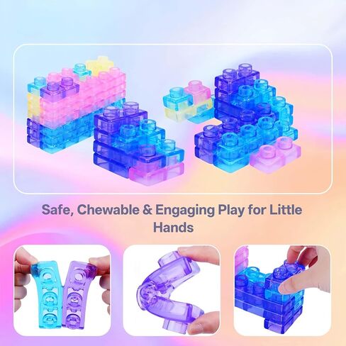 Magic Gummy Block Soft Building Blocks, 40 Pcs Squishy Stretchable TPE Sensory Bricks, BPA‑Free Interlocking Construction Toy for Kids Ages 3+ in Kuwait