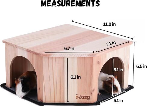 Wooden Guinea Pig Corner Hideout - Hidey for Chinchilla, Rat and Hedgehog with Pee Pad, Fully Assembled & Dual Entrances - Guinea Pig Accessories by The Kozko Hut in Kuwait