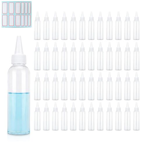 TRENDBOX 2oz Clear Plastic Bottles Applicator with Twist Top Cap BPA-Free For Hair Oils and Liquids 6 Pack with 6pcs Labels in Kuwait
