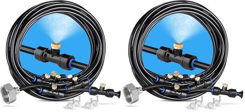 HOMENOTE Misting Cooling System, 26FT (8M) Misting Line + 7 Brass Mist Nozzles + Brass Adapter(3/4") Outdoor Mister for Patio Garden Greenhouse Trampoline for Waterpark in Saudi Arabia