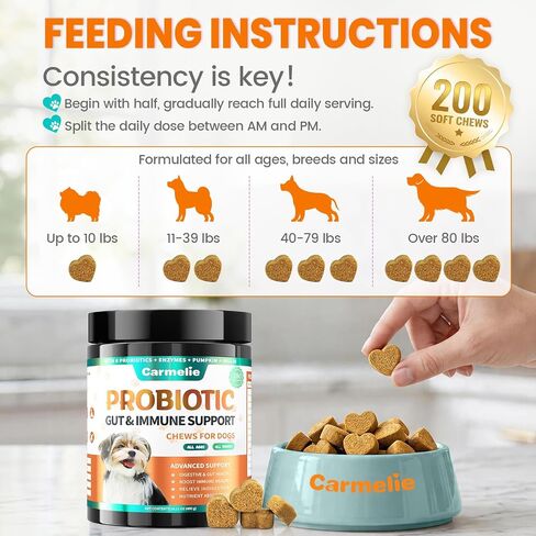 Probiotics for Dogs Yeast, Gut Health for Digestive Enzymes 200ct in Saudi Arabia