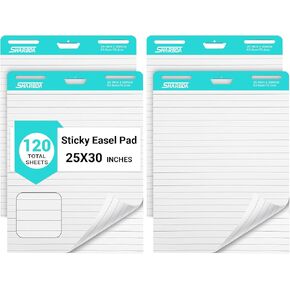 Lined Sticky Easel Pad, 25 in x 30 in,Flip Chart Paper,Sticky Chart Paper for Teachers, Large Self-Stick Easel Paper,Super Sticky & Bleed-Resistant,30 Sheets/Pad,2 Pads in Kuwait